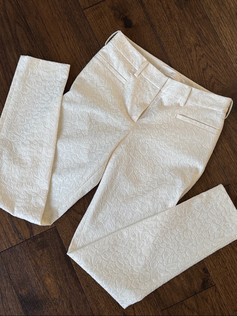 Thakoon Addition Textured Ivory Jacquard Slim Pants